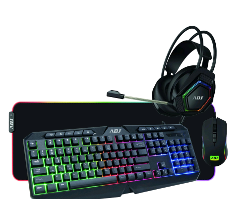 ADJ HULK KIT 4 IN 1 TASTIERA RGB + MOUSE RGB + CUFFIE + MOUSE PAD GAMING WIRED BLACK